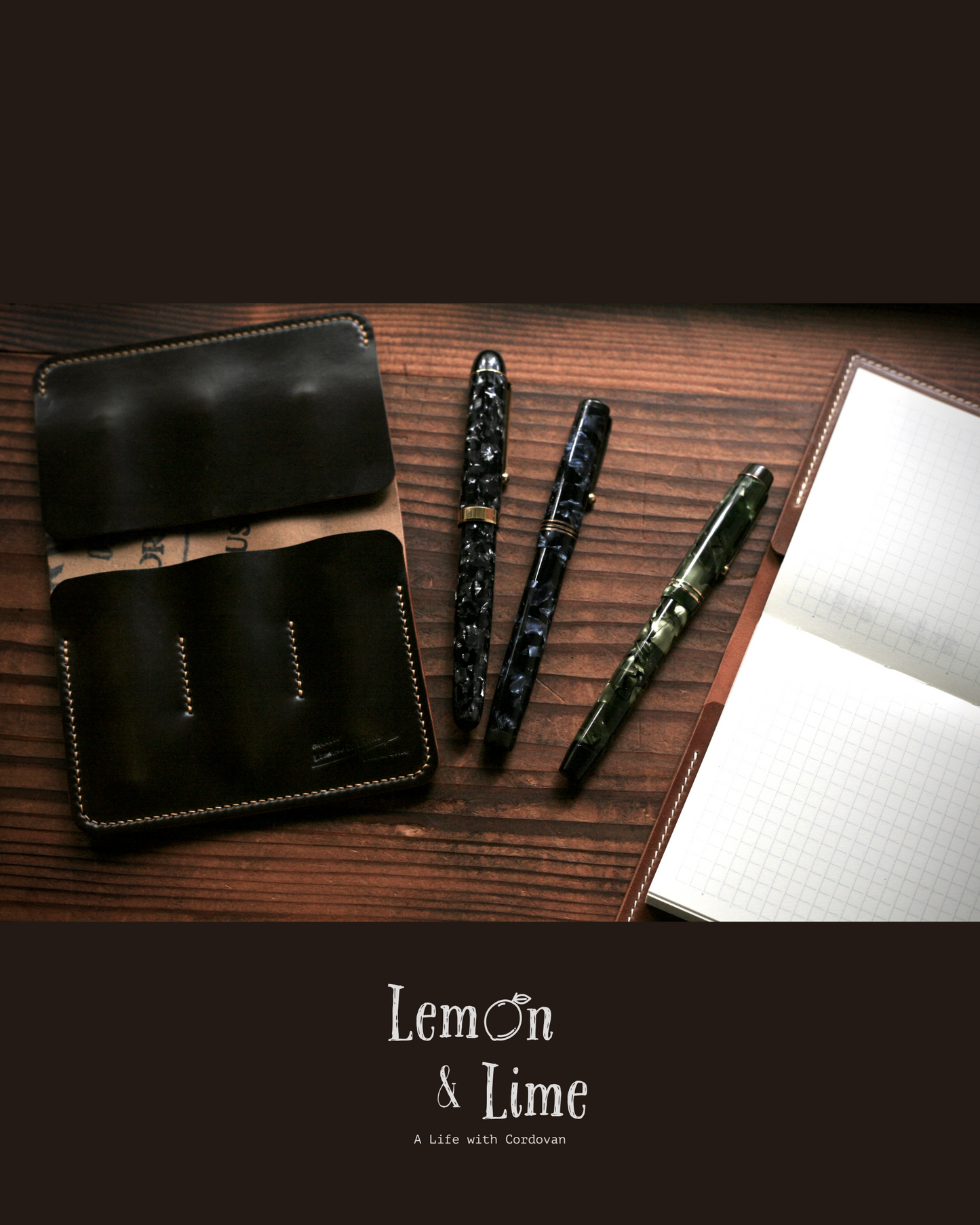 Shell 3-Slot Fountain Pen Holder【Horween】シェルコードバンの万年筆ホルダー(フラップ型)