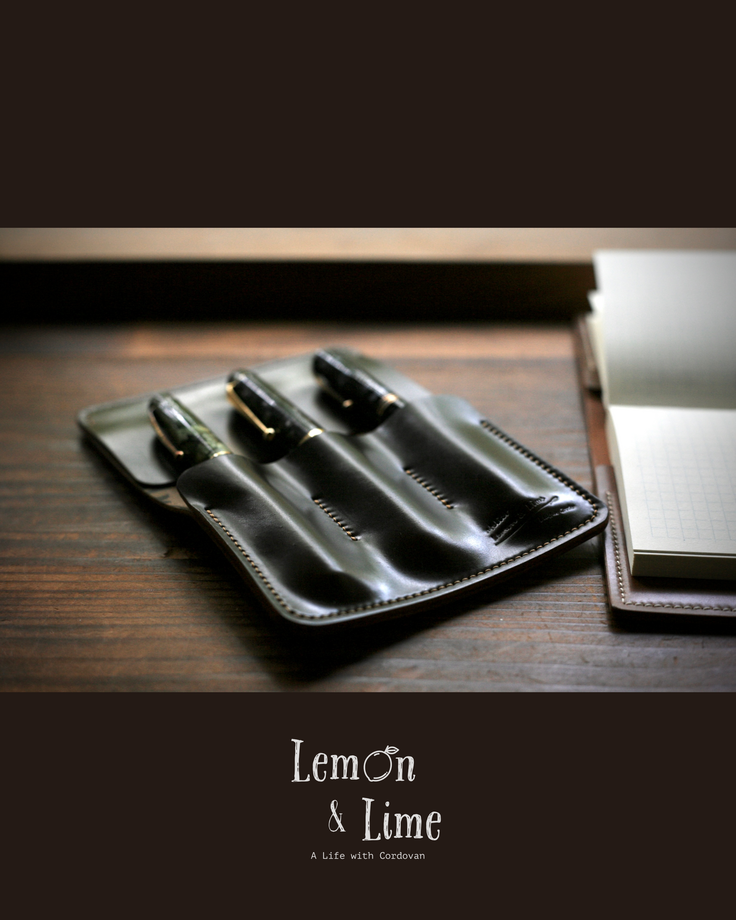 Shell 3-Slot Fountain Pen Holder【Horween】シェルコードバンの万年筆ホルダー(フラップ型)